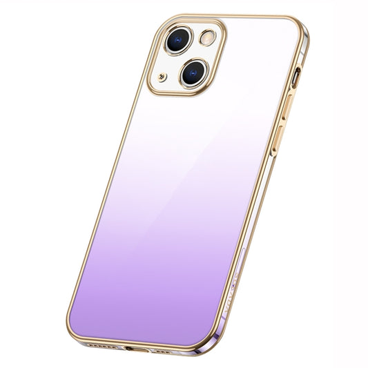 For iPhone 14 Plus SULADA Iridescence Series Plating Transparent Gradient Phone Case(Purple) - iPhone 14 Plus Cases by SULADA | Online Shopping South Africa | PMC Jewellery | Buy Now Pay Later Mobicred