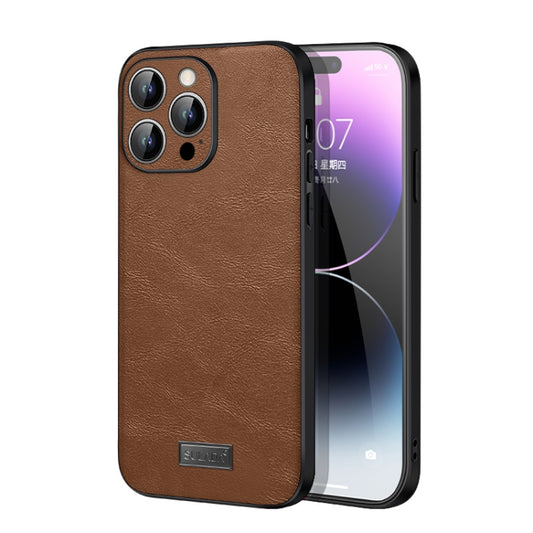 For iPhone 14 Pro SULADA Shockproof TPU + Handmade Leather Phone Case(Brown) - iPhone 14 Pro Cases by SULADA | Online Shopping South Africa | PMC Jewellery