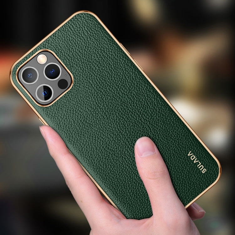 For iPhone 14 Plus SULADA Shockproof TPU + Handmade Leather Phone Case(Green) - iPhone 14 Plus Cases by SULADA | Online Shopping South Africa | PMC Jewellery