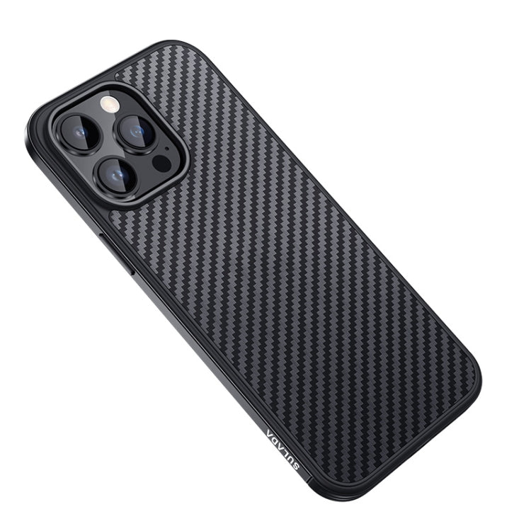 For iPhone 14 Pro SULADA Carbon Fiber Textured Shockproof Metal + TPU Frame Case(Black) - iPhone 14 Pro Cases by SULADA | Online Shopping South Africa | PMC Jewellery