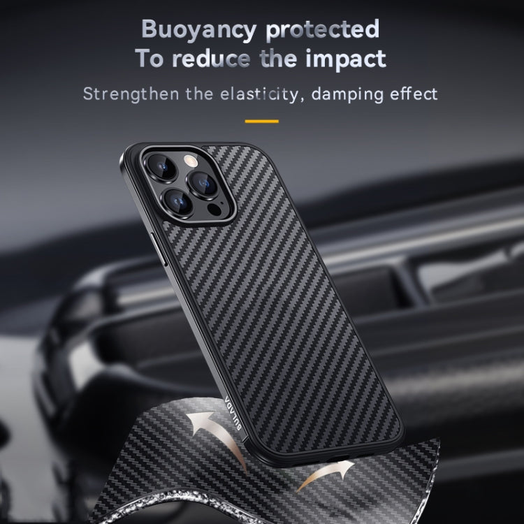 For iPhone 14 Pro SULADA Carbon Fiber Textured Shockproof Metal + TPU Frame Case(Silver) - iPhone 14 Pro Cases by SULADA | Online Shopping South Africa | PMC Jewellery