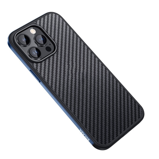 For iPhone 14 Pro Max SULADA Carbon Fiber Textured Shockproof Metal + TPU Frame Case(Dark Blue) - iPhone 14 Pro Max Cases by SULADA | Online Shopping South Africa | PMC Jewellery