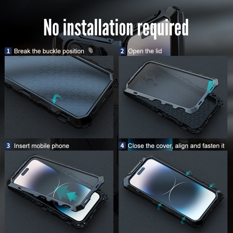 For iPhone 14 Pro Max R-JUST Life Waterproof Dustproof Shockproof Phone Case(Silver) - iPhone 14 Pro Max Cases by R-JUST | Online Shopping South Africa | PMC TechLife | Buy Now Pay Later Mobicred