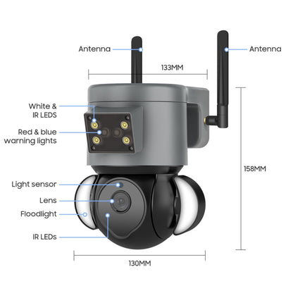 ST-429-4M-TY-4G 4MP 4G Smart Security Floodlight Camera Support Two-way Audio / Night Vision, EU 4G Frequency - Dome Camera by PMC Jewellery | Online Shopping South Africa | PMC Jewellery