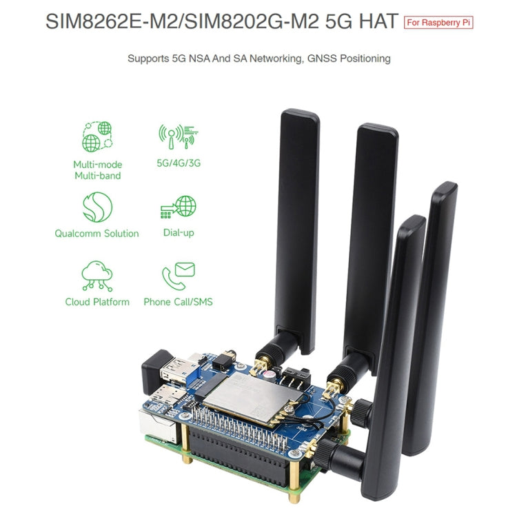 Waveshare SIM8262E-M2/SIM8202G-M2 5G HAT Multi-band For Raspberry Pi - Mini PC Accessories by WAVESHARE | Online Shopping South Africa | PMC Jewellery | Buy Now Pay Later Mobicred