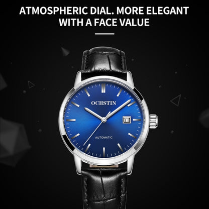 OCHSTIN 62025C Master Series Date  Mechanical Men Watch(Black-Blue) - Leather Strap Watches by OCHSTIN | Online Shopping South Africa | PMC Jewellery | Buy Now Pay Later Mobicred