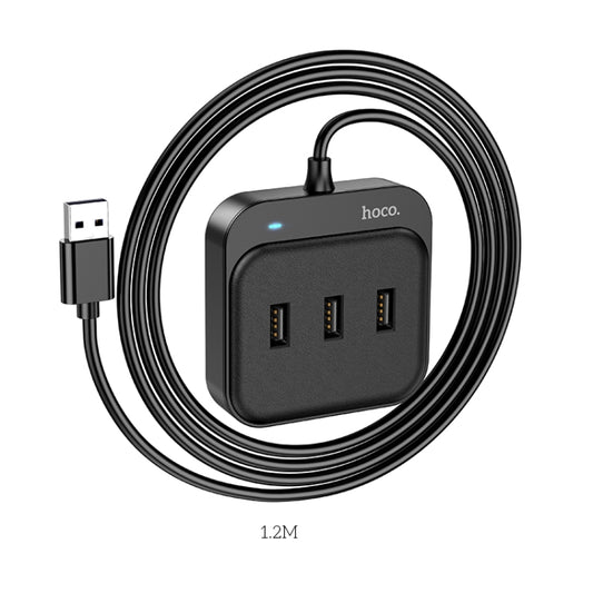 hoco HB31 Easy 4 in 1 USB to USB2.0x4 Converter, Cable Length:1.2m(Black) - USB HUB by hoco | Online Shopping South Africa | PMC Jewellery