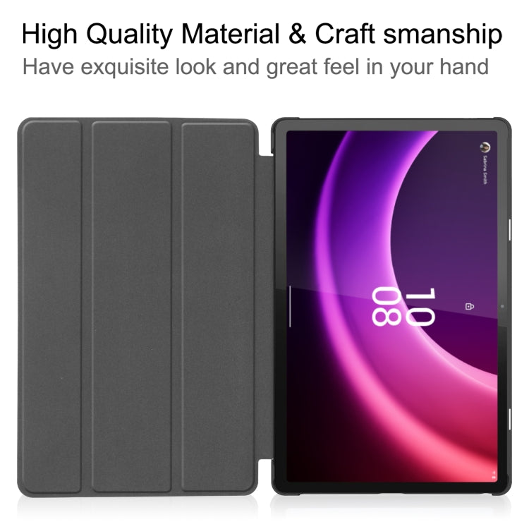 For Lenovo Tab P11 Gen 2 Custer Pure Color 3-Fold Holder Leather Smart Tablet Case(Black) - Lenovo by PMC TechLife | Online Shopping South Africa | PMC TechLife | Buy Now Pay Later Mobicred