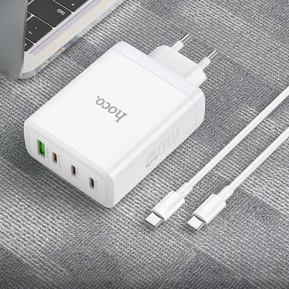 hoco N31 Leader PD 100W USB+Three USB-C/Type-C Interface Fast Charger Set, Specification:EU Plug(White) - USB Charger by hoco | Online Shopping South Africa | PMC Jewellery