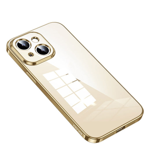 For iPhone 14 Plus SULADA Shine Through Series Plating TPU Transparent Phone Protective Case(Gold) - iPhone 14 Plus Cases by SULADA | Online Shopping South Africa | PMC Jewellery | Buy Now Pay Later Mobicred