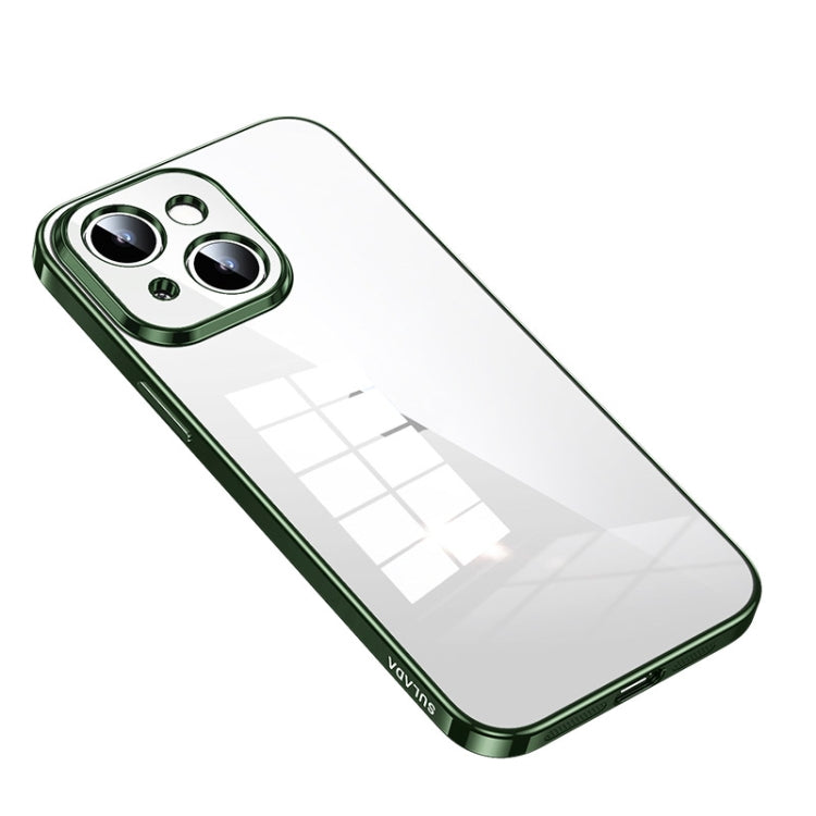 For iPhone 14 Plus SULADA Shine Through Series Plating TPU Transparent Phone Protective Case(Green) - iPhone 14 Plus Cases by SULADA | Online Shopping South Africa | PMC Jewellery | Buy Now Pay Later Mobicred