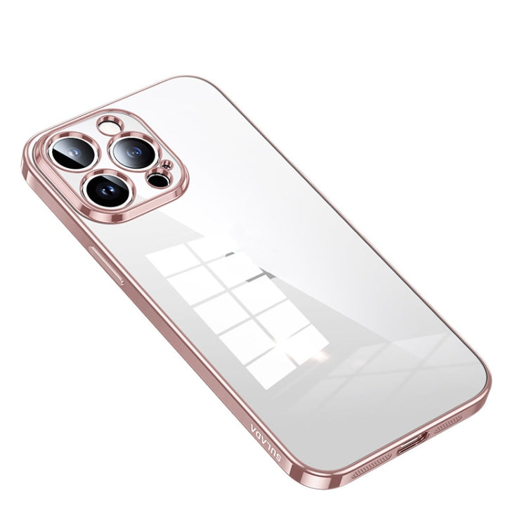 For iPhone 14 Pro SULADA Shine Through Series Plating TPU Transparent Phone Protective Case(Pink) - iPhone 14 Pro Cases by SULADA | Online Shopping South Africa | PMC Jewellery | Buy Now Pay Later Mobicred