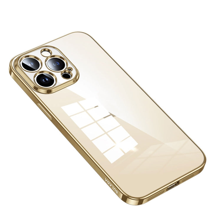 For iPhone 14 Pro SULADA Shine Through Series Plating TPU Transparent Phone Protective Case(Gold) - iPhone 14 Pro Cases by SULADA | Online Shopping South Africa | PMC Jewellery | Buy Now Pay Later Mobicred