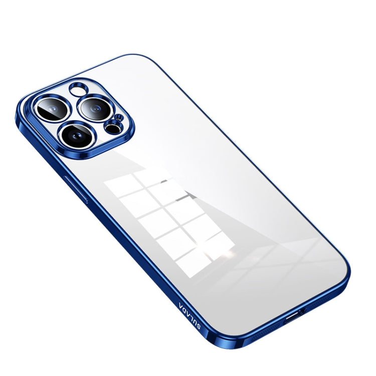 For iPhone 14 Pro SULADA Shine Through Series Plating TPU Transparent Phone Protective Case(Blue) - iPhone 14 Pro Cases by SULADA | Online Shopping South Africa | PMC Jewellery | Buy Now Pay Later Mobicred