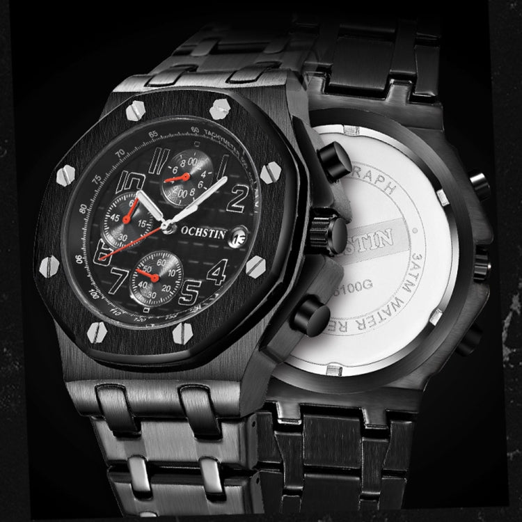 OCHSTIN 6100D Multifunctional Quartz Waterproof Luminous Steel Strap Men Watch(Silver 02) - Metal Strap Watches by OCHSTIN | Online Shopping South Africa | PMC Jewellery | Buy Now Pay Later Mobicred