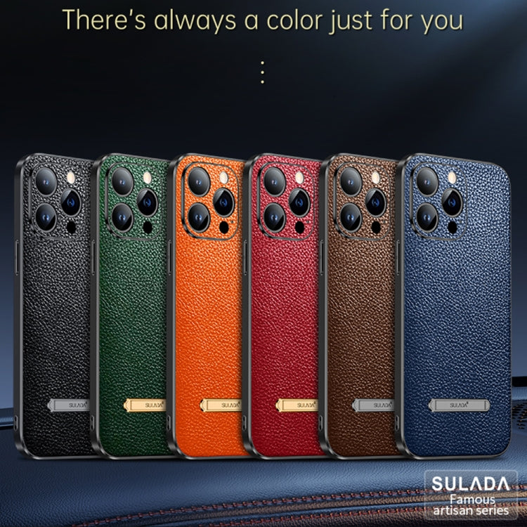 For iPhone 13 SULADA Invisible Bracket Leather Back Cover Phone Case(Orange) - iPhone 13 Cases by SULADA | Online Shopping South Africa | PMC TechLife | Buy Now Pay Later Mobicred