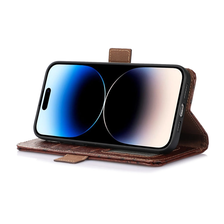 For Xiaomi 13 Ostrich Pattern Genuine Leather RFID Phone Case(Coffee) - 13 Cases by PMC TechLife | Online Shopping South Africa | PMC TechLife