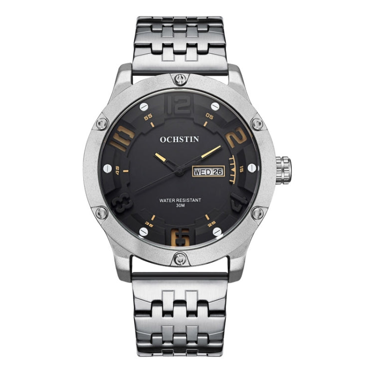 OCHSTIN 7255 Fashion Steel Strap Day-date Quartz Men Watch(Silver Beige) - Metal Strap Watches by OCHSTIN | Online Shopping South Africa | PMC Jewellery | Buy Now Pay Later Mobicred