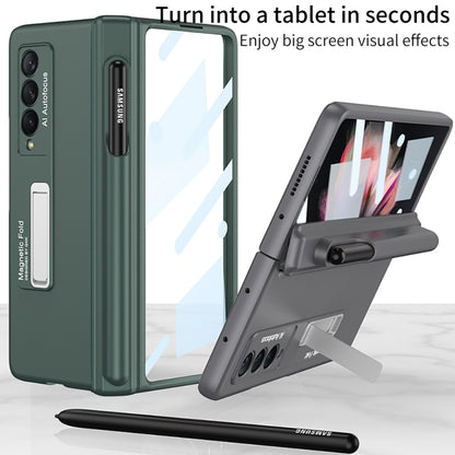 For Samsung Galaxy Z Fold3 5G GKK Full Coverage Magnetic Fold Hinge Shockproof Phone Case with Pen Slots(Green) - Galaxy Phone Cases by GKK | Online Shopping South Africa | PMC Jewellery