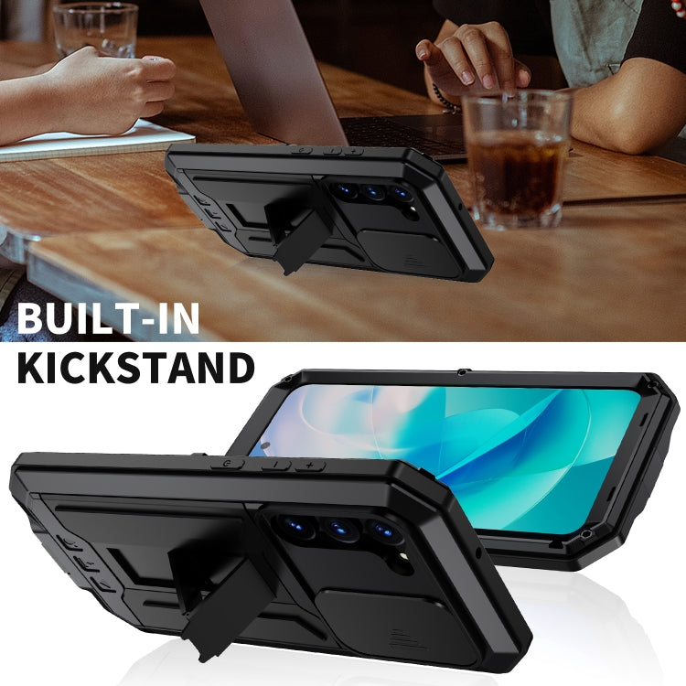 For Samsung Galaxy S23 5G R-JUST Sliding Camera Design Life Waterproof Dustproof Shockproof Phone Case(Black) - free shipping - PMC TechLife - Order now!