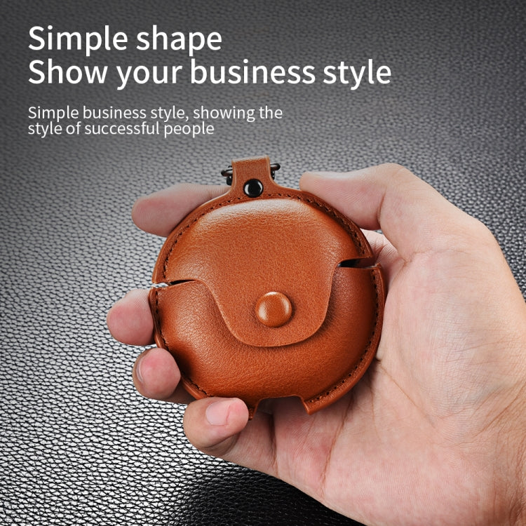 For Huawei FreeBuds 4i / 5i Business Leather Earphone Protective Case with Hook(Light Brown) - free shipping - PMC TechLife - Order now!