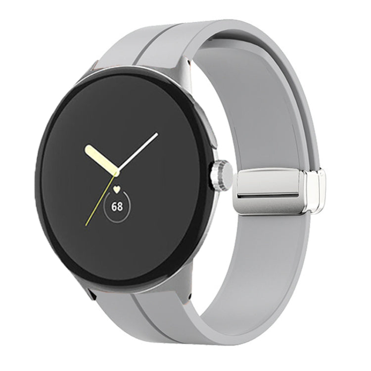 For Google Pixel Watch Solid-color Folding Buckle Silicone Watch Band(Silver Grey) - free shipping - PMC TechLife - Order now!