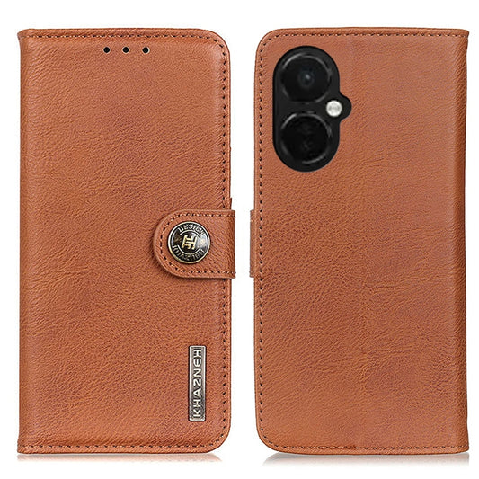 For OnePlus Nord CE 3 Lite KHAZNEH Cowhide Texture Flip Leather Phone Case(Brown) - OnePlus Cases by PMC Jewellery | Online Shopping South Africa | PMC Jewellery