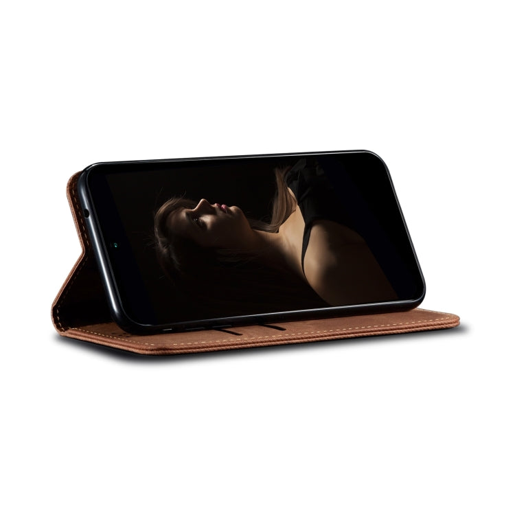 For Samsung Galaxy A34 5G Denim Texture Leather Phone Case(Brown) - free shipping - PMC TechLife - Order now!
