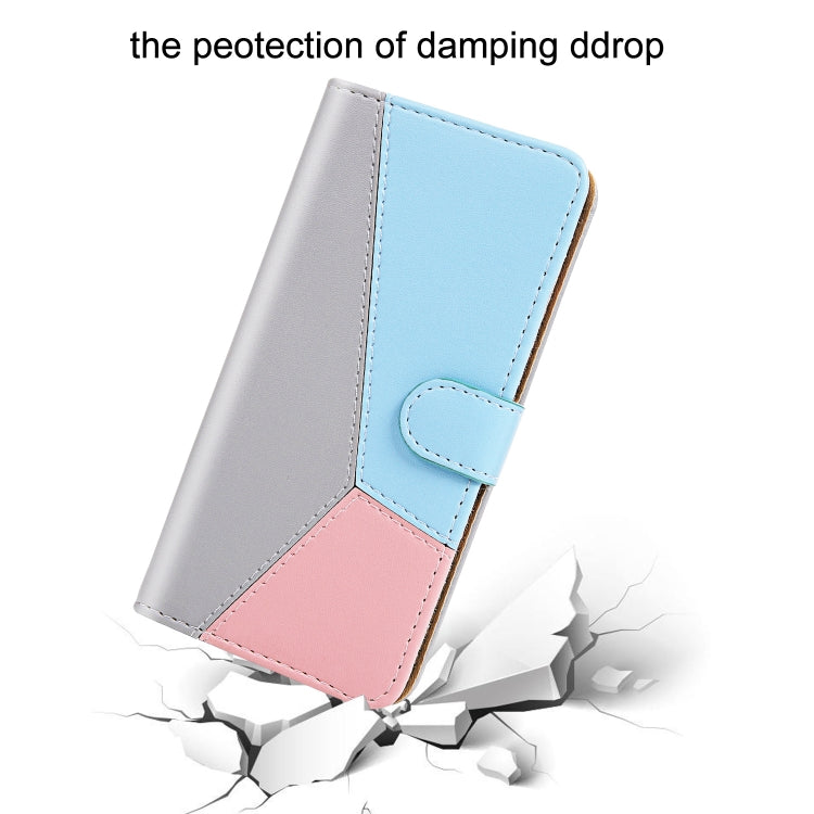 For Samsung Galaxy A14 5G Tricolor Stitching Flip Leather Phone Case(Grey) - free shipping - PMC TechLife - Order now!