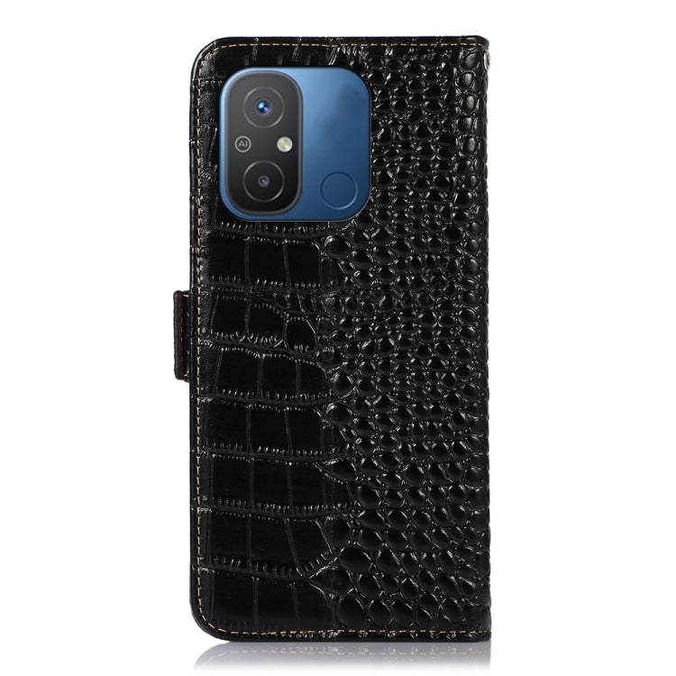 For Xiaomi Redmi 12C / 11A Crocodile Top Layer Cowhide Leather Phone Case(Black) - Xiaomi Cases by PMC TechLife | Online Shopping South Africa | PMC TechLife