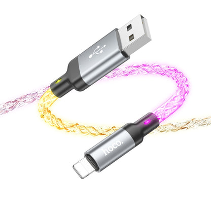 hoco U112 2.4A USB to 8 Pin Luminous Data Cable, Length: 1m(Grey) - Normal Style Cable by hoco | Online Shopping South Africa | PMC Jewellery