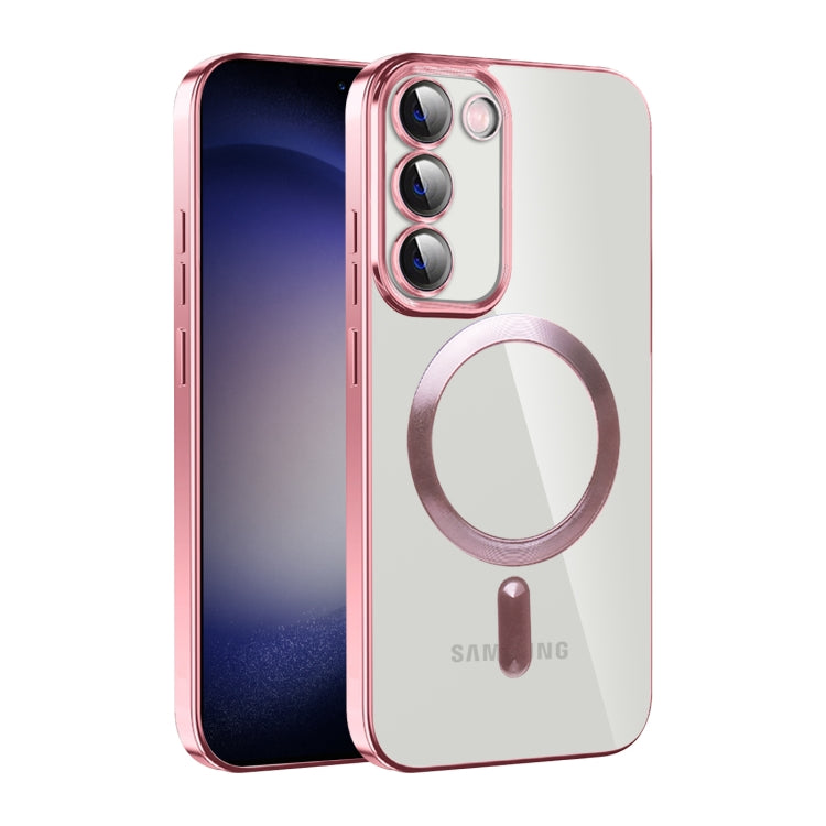 For Samsung Galaxy S23 5G CD Texture Plating TPU MagSafe Phone Case with Lens Film(Pink) - Galaxy S23 5G Cases by PMC Jewellery | Online Shopping South Africa | PMC Jewellery