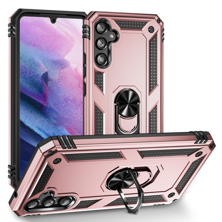 For Samsung Galaxy A34 Shockproof TPU + PC Phone Case with Holder(Rose Gold) - free shipping - PMC TechLife - Order now!