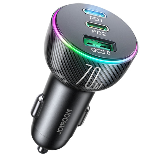 JOYROOM JR-CL26 70W 3-port USB+USB-C / Type-C Car Charger(Black) - Car Charger by JOYROOM | Online Shopping South Africa | PMC Jewellery | Buy Now Pay Later Mobicred