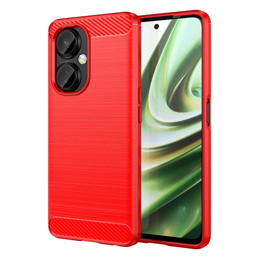 For OnePlus Nord CE 3 Brushed Texture Carbon Fiber TPU Phone Case(Red) - OnePlus Cases by PMC Jewellery | Online Shopping South Africa | PMC Jewellery