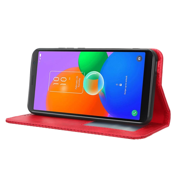 For TCL 403 Magnetic Buckle Retro Texture Leather Phone Case(Red) - free shipping - PMC TechLife - Order now!