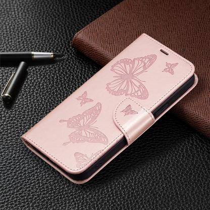 For Xiaomi Redmi Note 12 4G Global Two Butterflies Embossing Leather Phone Case(Rose Gold) - Note 12 Cases by PMC Jewellery | Online Shopping South Africa | PMC Jewellery