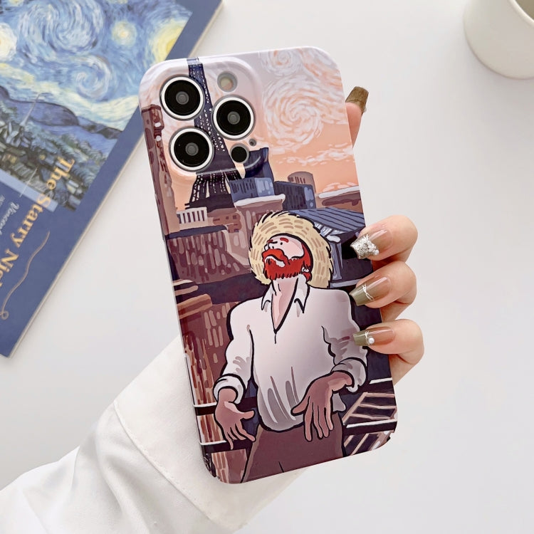 For iPhone 12 Precise Hole Oil Painting Glossy PC Phone Case(Tower) - iPhone 12 / 12 Pro Cases by PMC Jewellery | Online Shopping South Africa | PMC Jewellery