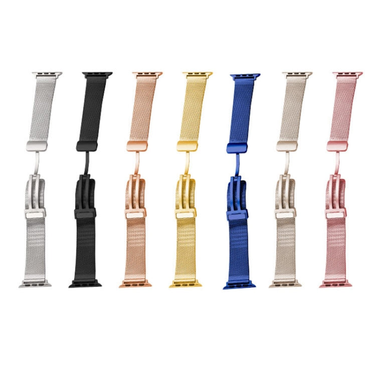 Milan Fold Buckle Metal Watch Band For Apple Watch Series 8&7 41mm / SE 2&6&SE&5&4 40mm / 3&2&1 38mm (Light Purple) - Watch Bands by PMC Jewellery | Online Shopping South Africa | PMC Jewellery