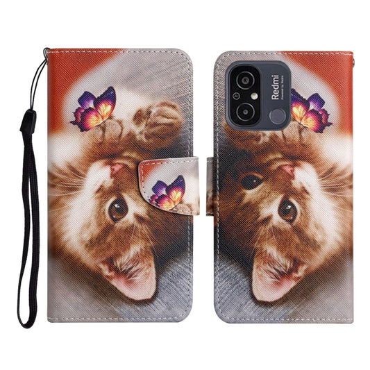 For Xiaomi Redmi 12C Colored Drawing Pattern Flip Leather Phone Case(Butterfly Cat) - Xiaomi Cases by PMC Jewellery | Online Shopping South Africa | PMC Jewellery