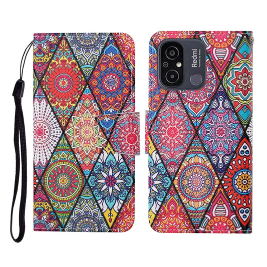 For Xiaomi Redmi 12C Colored Drawing Pattern Flip Leather Phone Case(Diamond Totem) - Xiaomi Cases by PMC Jewellery | Online Shopping South Africa | PMC Jewellery