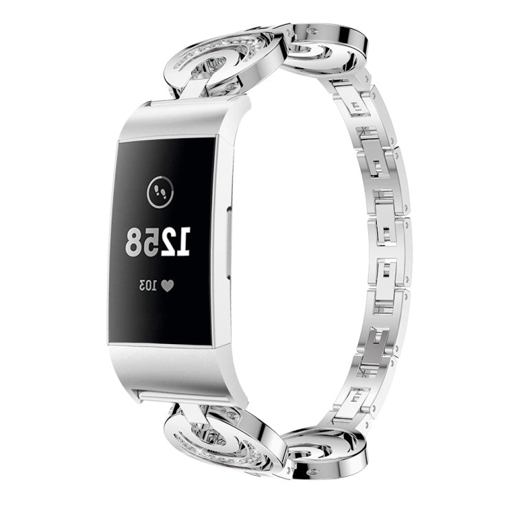 For Fitbit Charge 3 / 4 Sun Moon Star Diamond Metal Watch Band(Silver) -  by PMC TechLife | Online Shopping South Africa | PMC TechLife