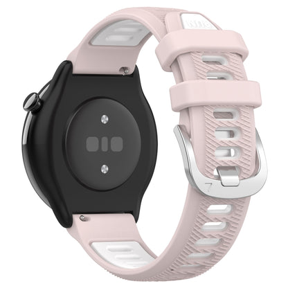 For Amazfit GTR Mini 20mm Cross Texture Two Color Silicone Stainless Steel Buckle Watch Band(Pink White) -  by PMC Jewellery | Online Shopping South Africa | PMC Jewellery