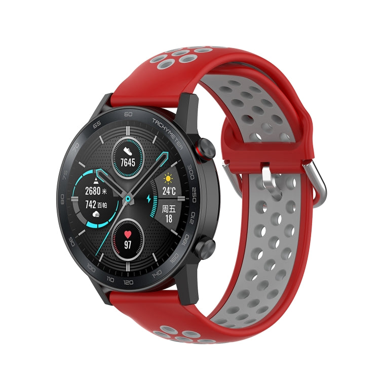 For Honor Watch GS 3i 22mm Sports Two-tone Silicone Watch Band(Red Grey) -  by PMC Jewellery | Online Shopping South Africa | PMC Jewellery