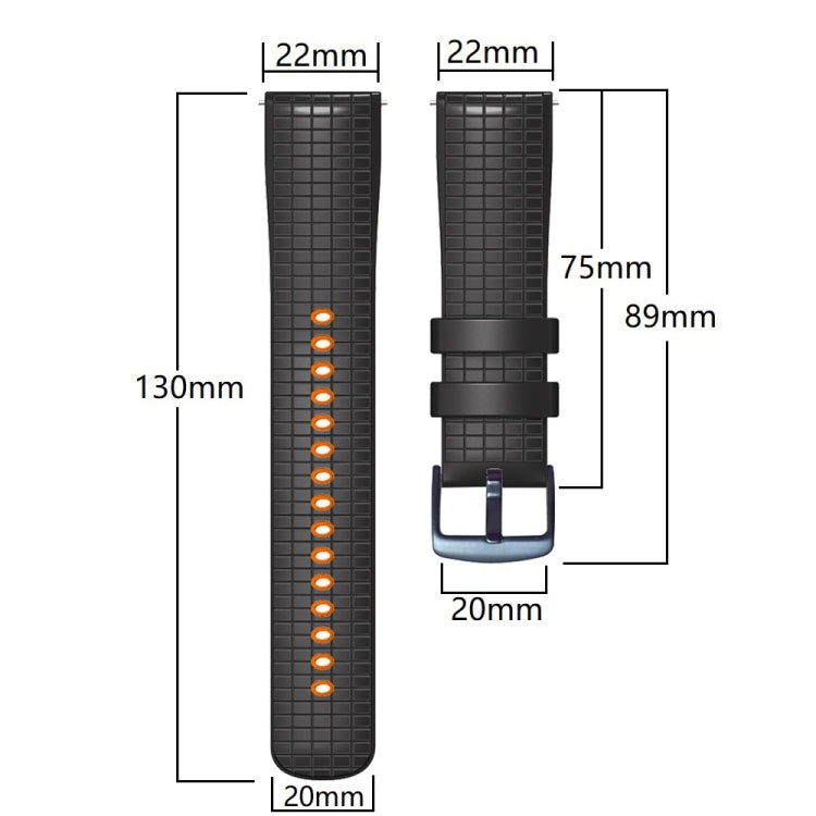 22mm Universal Mesh Two-Tone Silicone Watch Band(Orange Black) - Smart Wear by PMC Jewellery | Online Shopping South Africa | PMC Jewellery