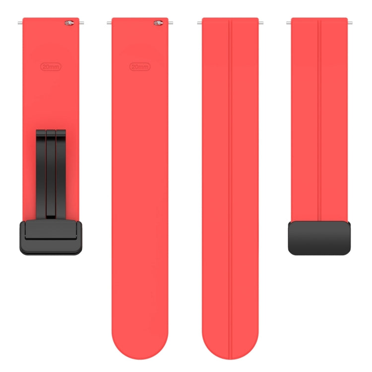 20mm Universal Flat Head Groove Folding Black Buckle Silicone Watch Band(Red) - Smart Wear by PMC TechLife | Online Shopping South Africa | PMC TechLife