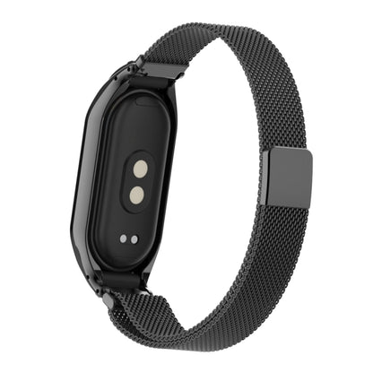 For Xiaomi Mi Band 8 Integrated Metal Case + Milanese Magnetic Watch Band(Black) - Smart Wear by PMC Jewellery | Online Shopping South Africa | PMC Jewellery