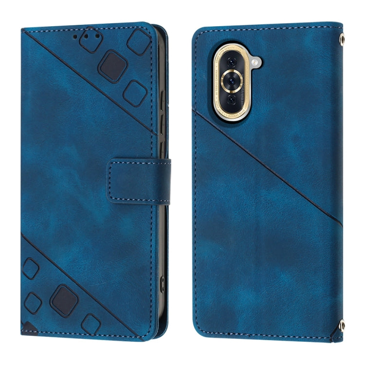 For Huawei nova 10 Skin-feel Embossed Leather Phone Case(Blue) - free shipping - PMC TechLife - Order now!