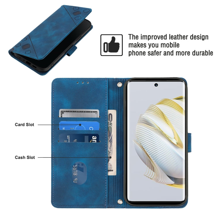 For Huawei nova 10 Skin-feel Embossed Leather Phone Case(Blue) - free shipping - PMC TechLife - Order now!