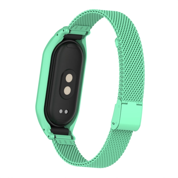 For Xiaomi Mi Band 8 Integrated Metal Case + Steel Mesh Buckle Watch Band(Blue Sea) - Smart Wear by PMC Jewellery | Online Shopping South Africa | PMC Jewellery